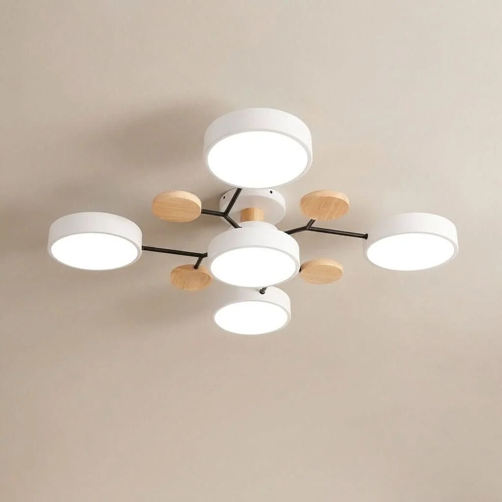 Branch Ceiling Light – adjustable heads, metal and wood, Scandinavian design