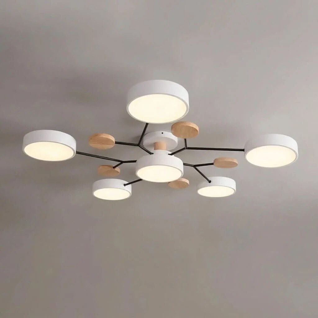 Branch Ceiling Light – adjustable heads, metal and wood, Scandinavian design