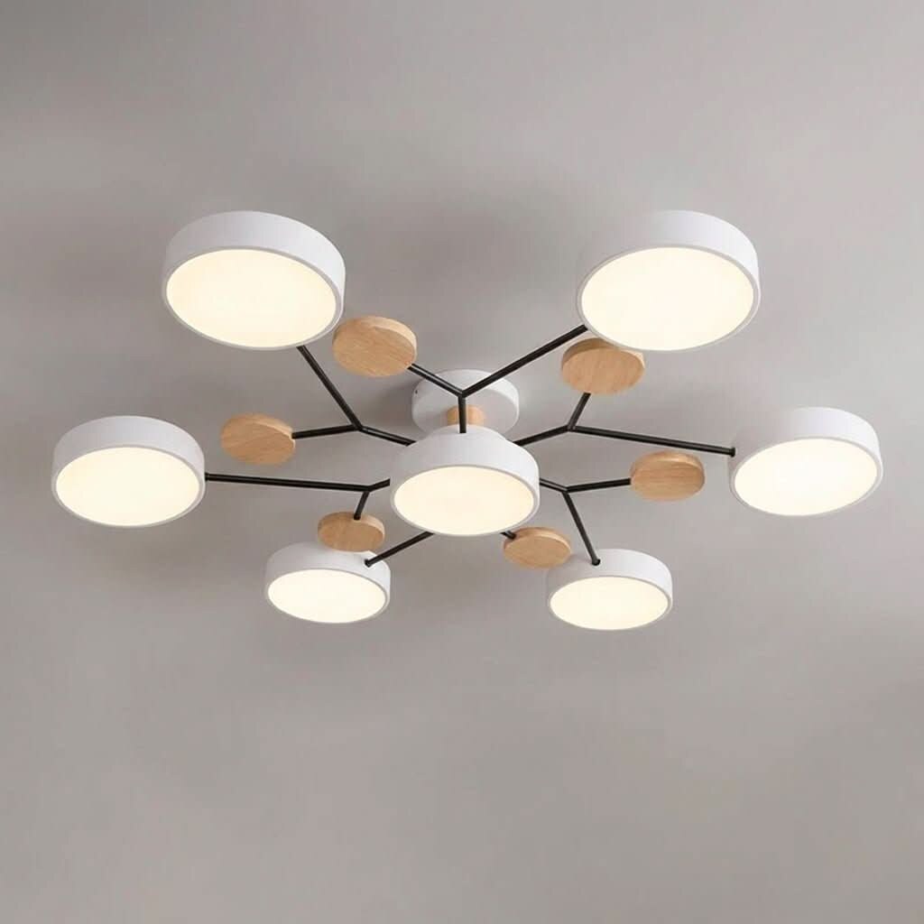 Branch Ceiling Light – adjustable heads, metal and wood, Scandinavian design
