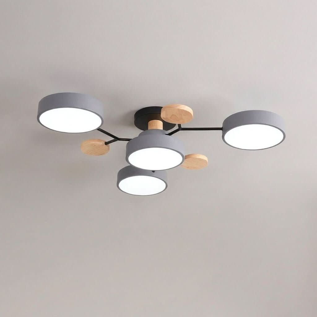 Branch Ceiling Light – adjustable heads, metal and wood, Scandinavian design