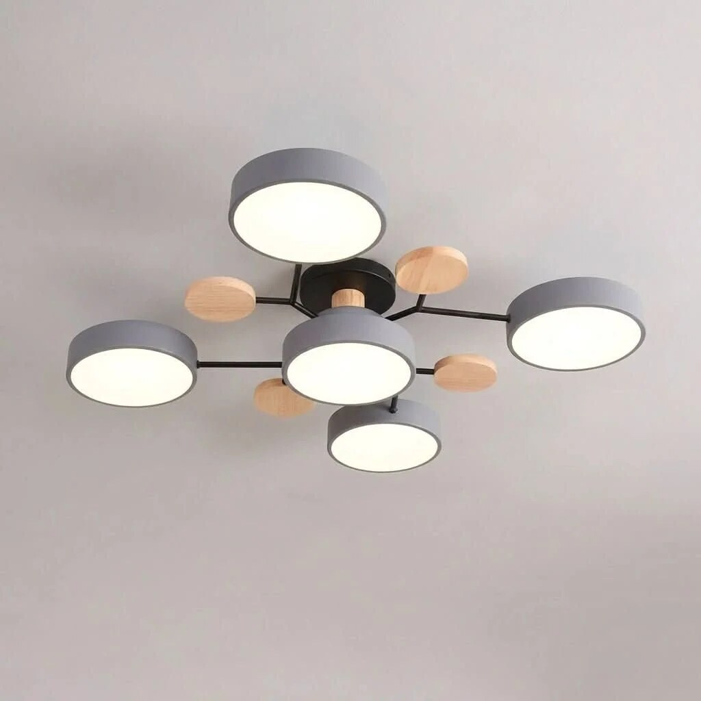 Branch Ceiling Light – adjustable heads, metal and wood, Scandinavian design
