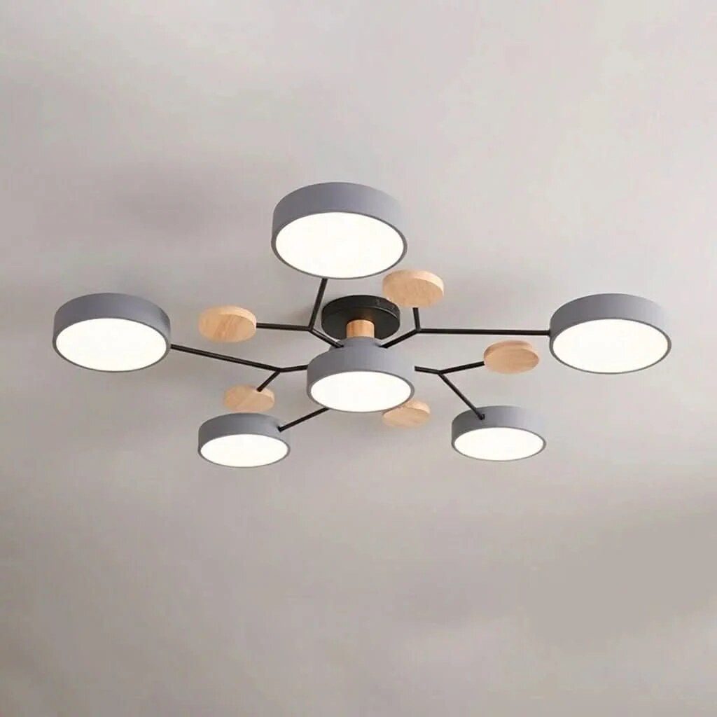 Branch Ceiling Light – adjustable heads, metal and wood, Scandinavian design