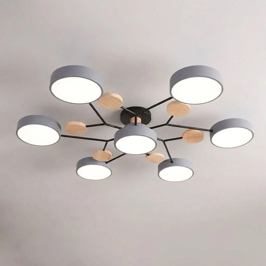 Branch Ceiling Light – adjustable heads, metal and wood, Scandinavian design