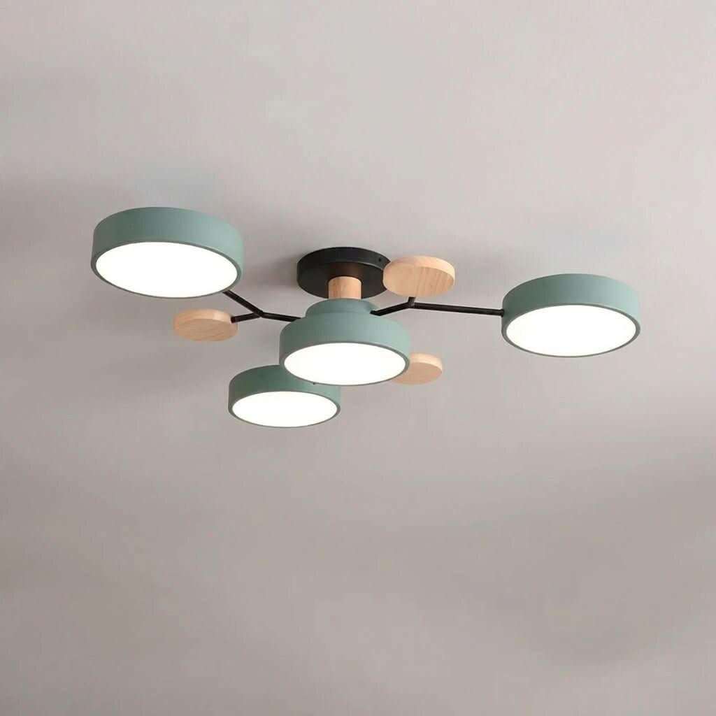 Branch Ceiling Light – adjustable heads, metal and wood, Scandinavian design