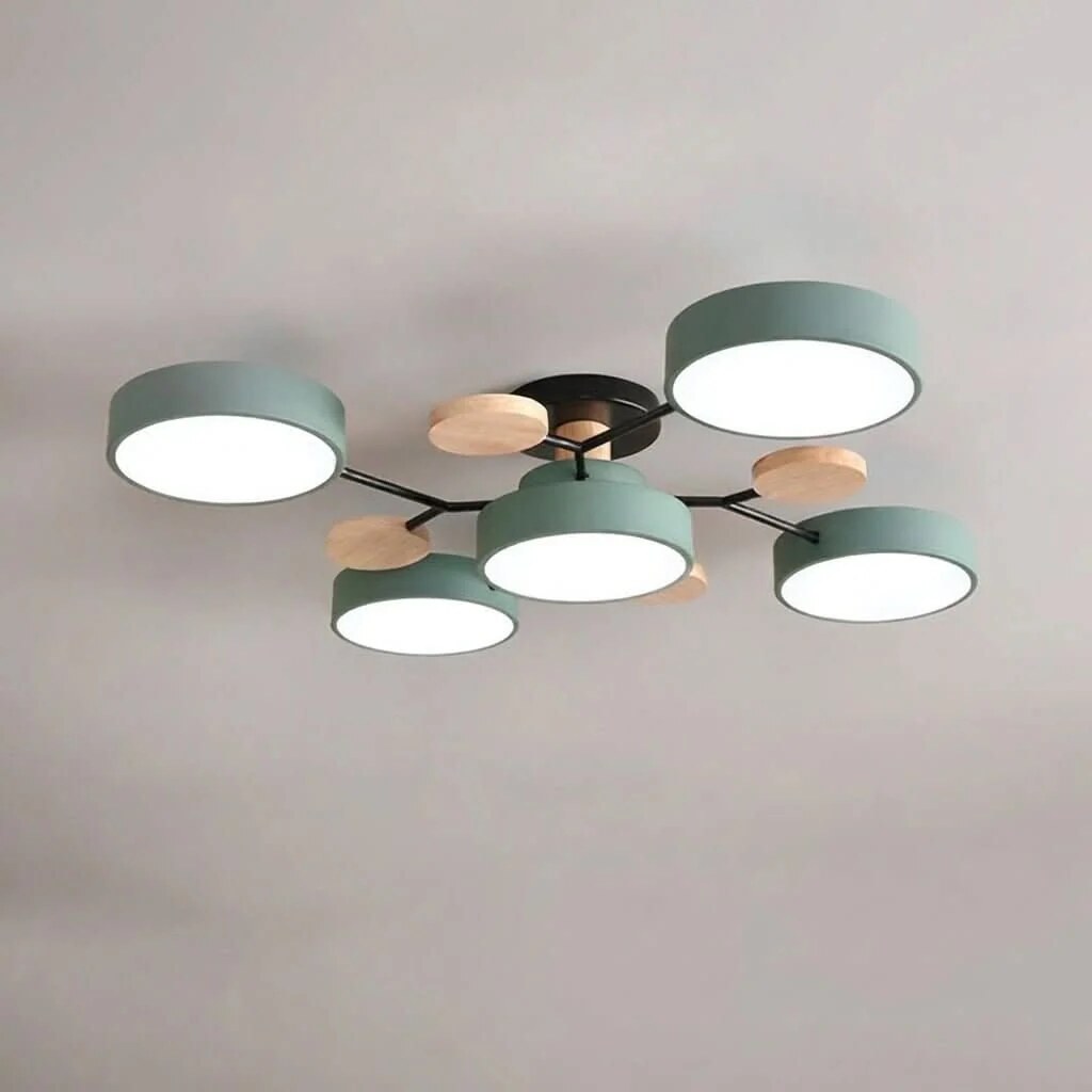 Branch Ceiling Light – adjustable heads, metal and wood, Scandinavian design