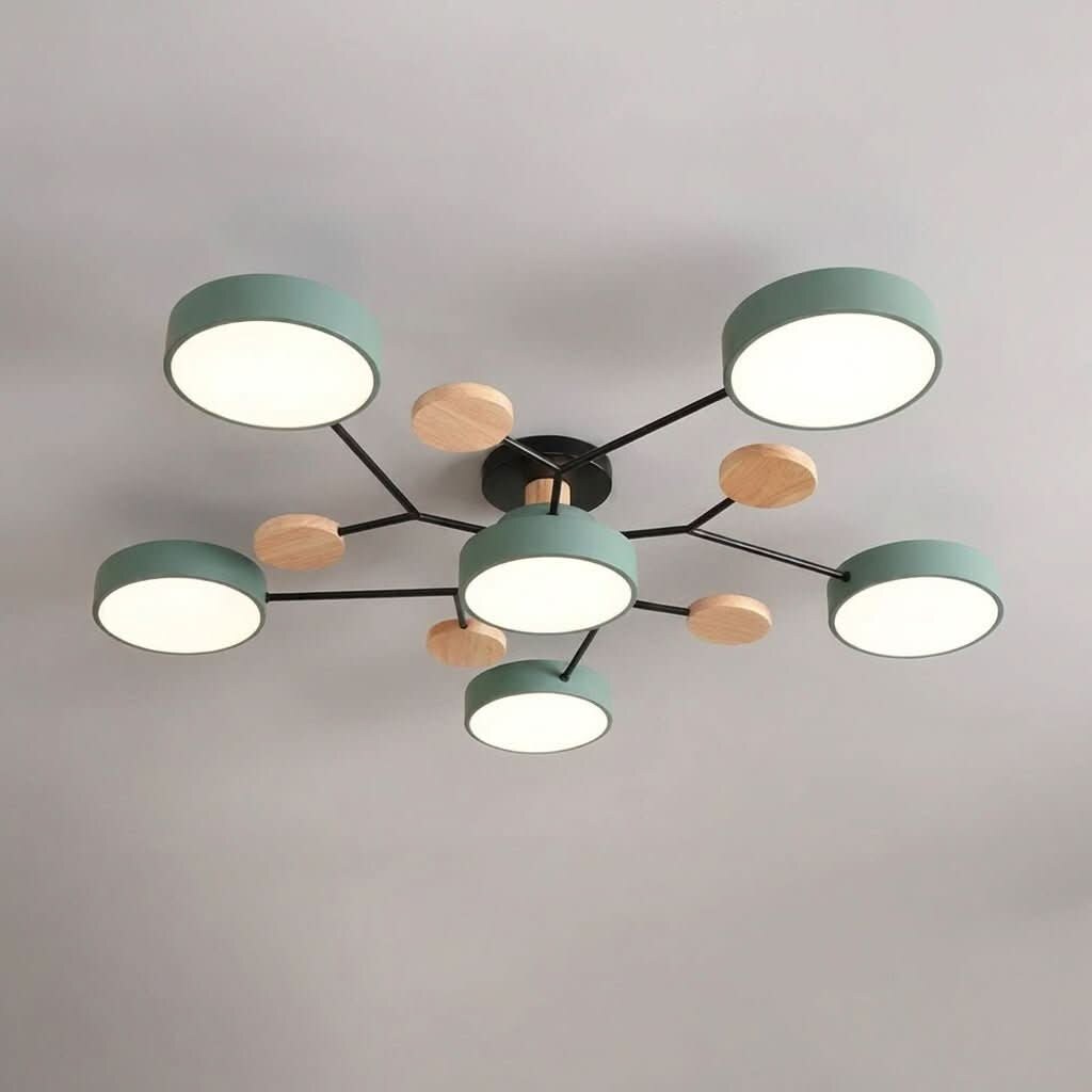 Branch Ceiling Light – adjustable heads, metal and wood, Scandinavian design