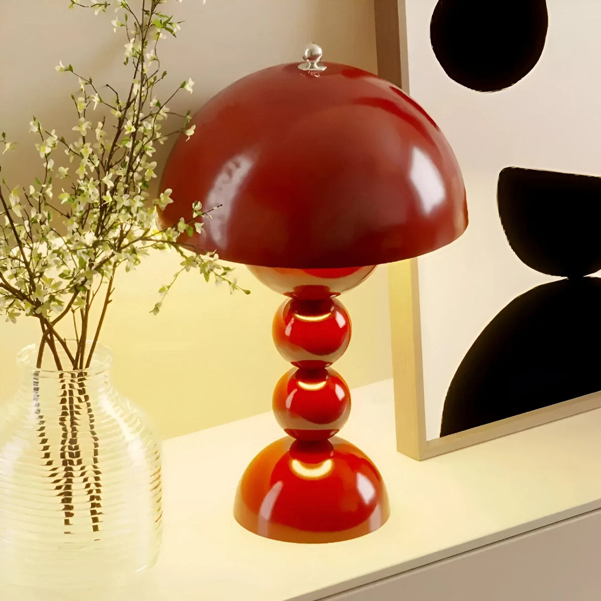 Bud Table Lamp – sculptural stacked sphere, cordless charging