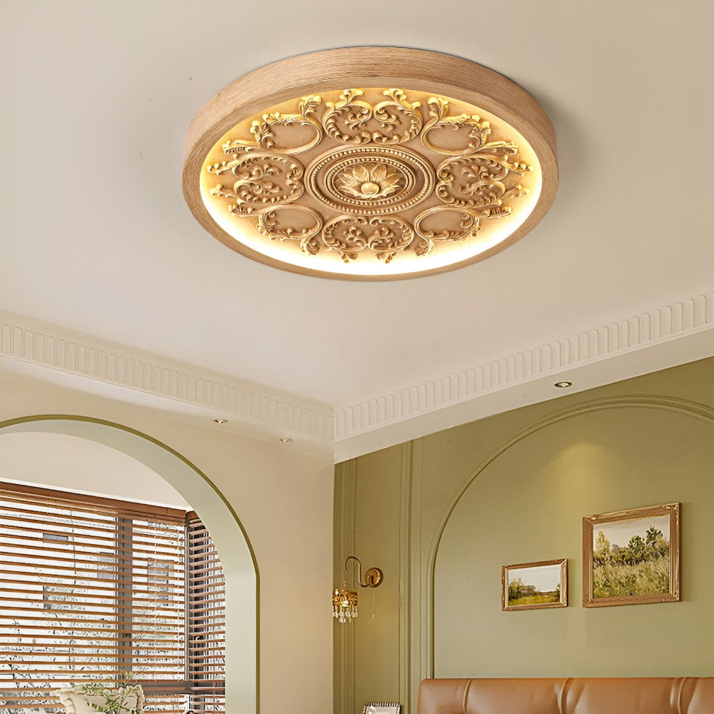 Carved Floral Ceiling Light