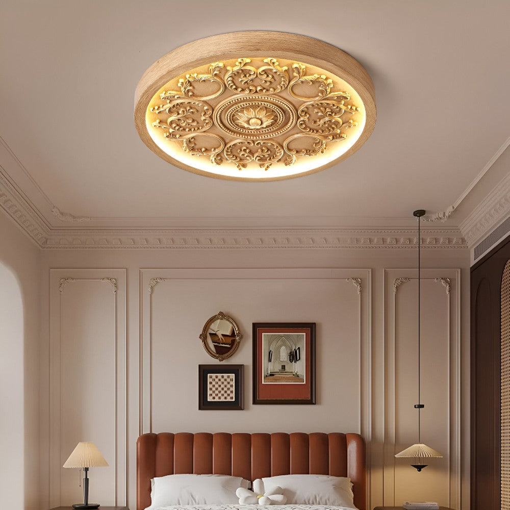 Carved Floral Ceiling Light