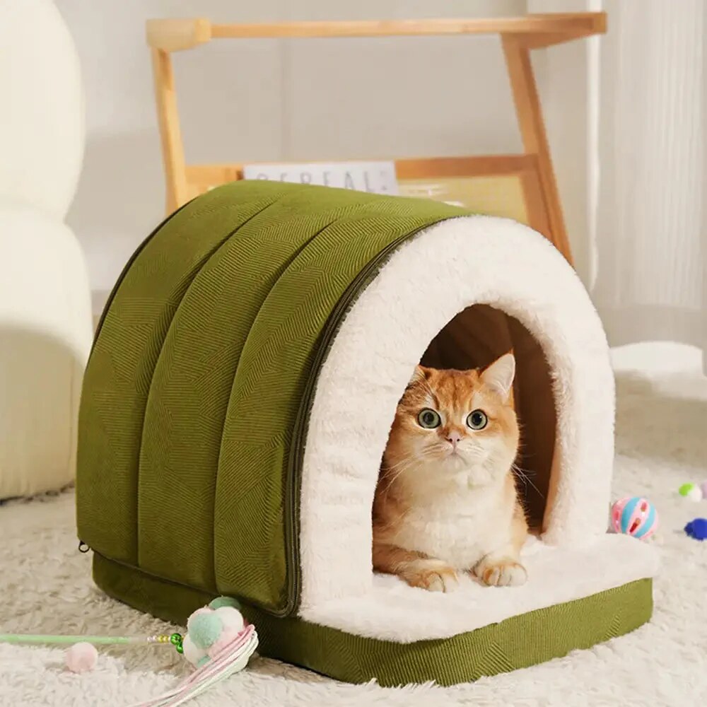 Cave Pet Bed – den-style enclosed retreat, washable cover