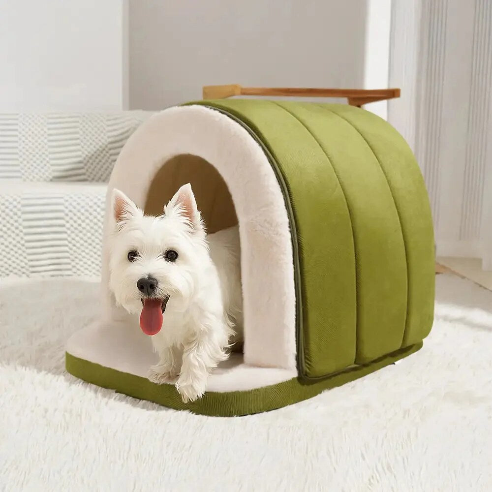 Cave Pet Bed – den-style enclosed retreat, washable cover