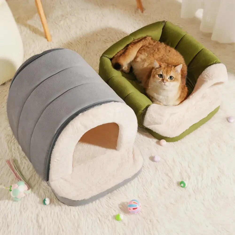 Cave Pet Bed – den-style enclosed retreat, washable cover