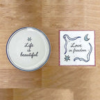 Ceramic Plate Set – mismatched designs, love inscriptions, four pieces