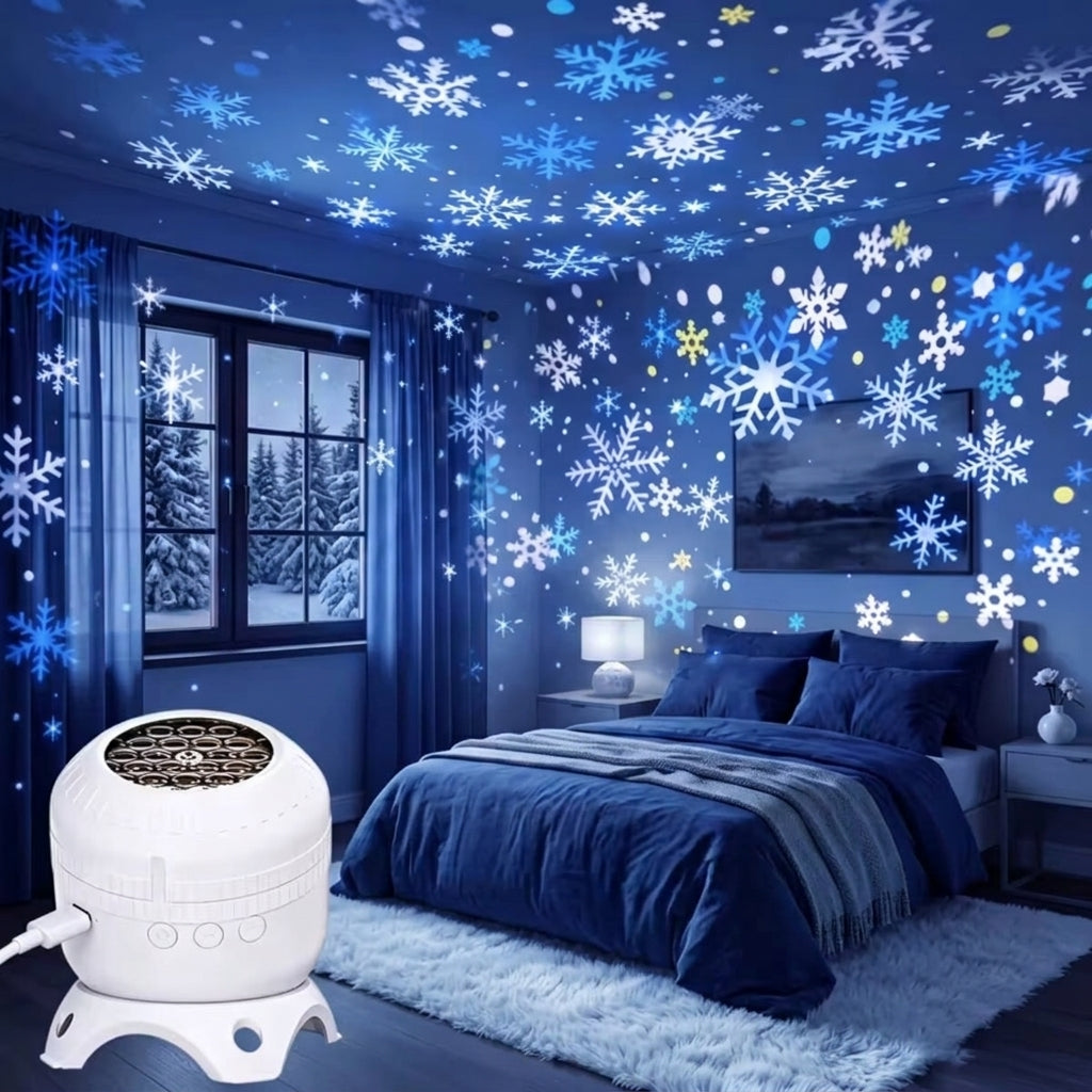 Dynamic LED Projection Lamp – rotating snowflake, USB-C powered