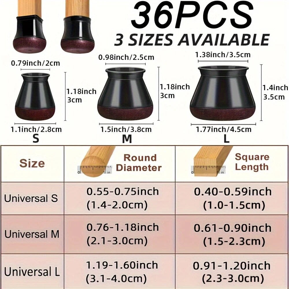 Chair Leg Floor Protectors – silicone caps, felt base, quiet