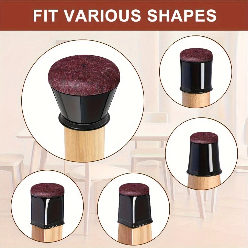 Chair Leg Floor Protectors – silicone caps, felt base, quiet