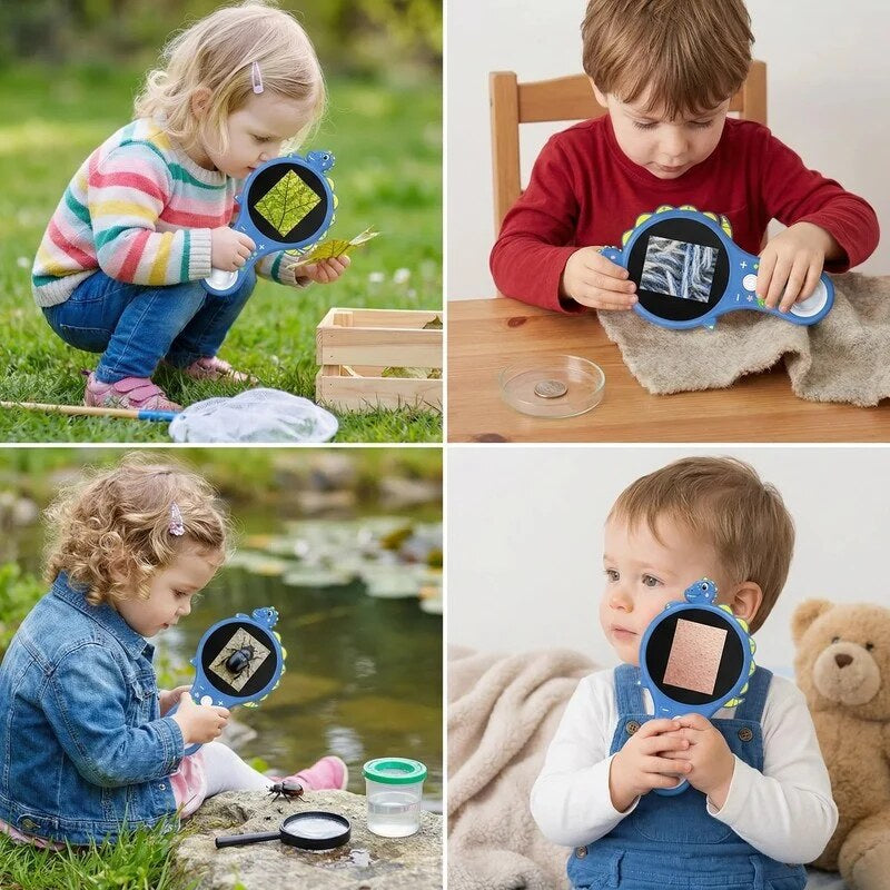 Children's Digital Microscope – LCD screen, dinosaur-shaped handle