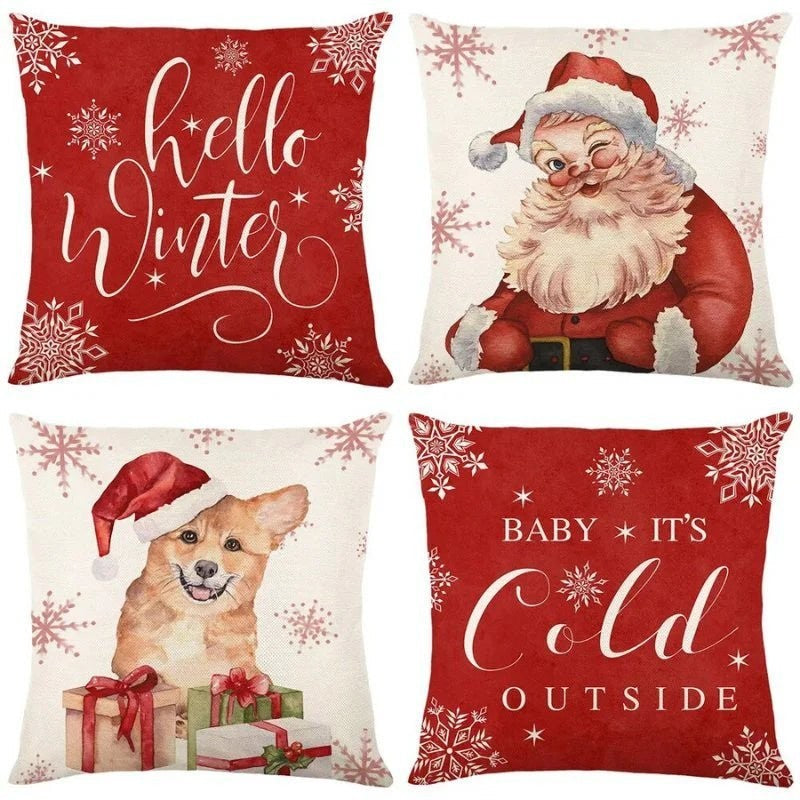 Christmas Cushion Covers, Set of 4