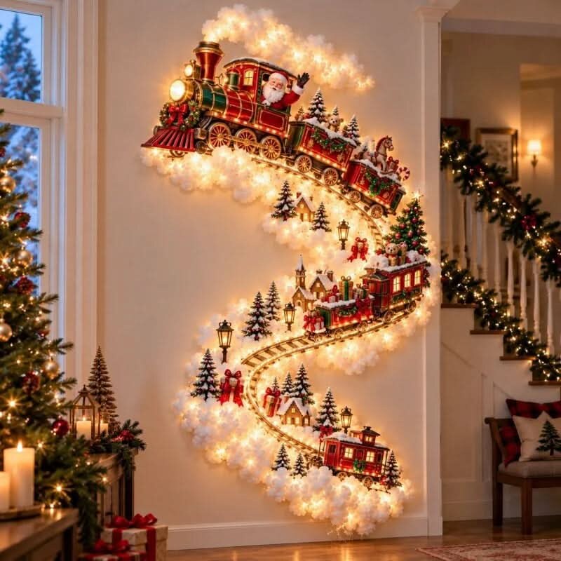 Christmas LED wall light – Santa Train, Snowman, Reindeer designs