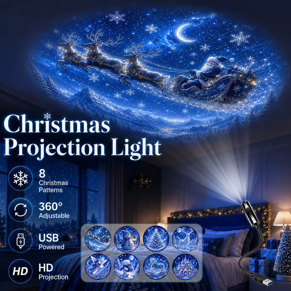 Christmas Projector Lamp – 8 blue light patterns, mains powered