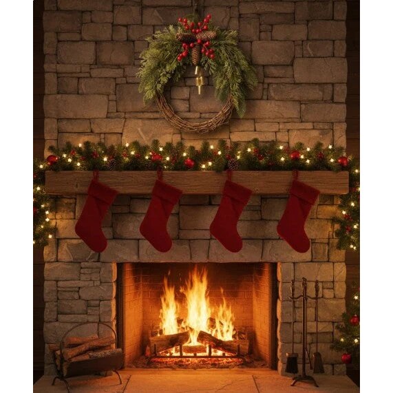 Christmas Wreath – farmhouse boho design, rustic vine base, golden bells