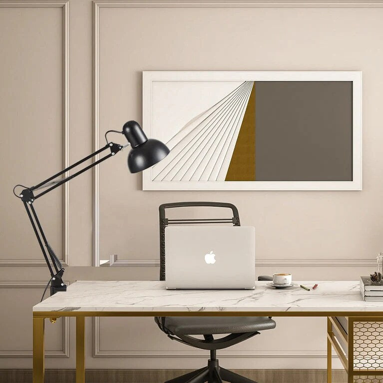 Clamp Table Lamp – adjustable swing arm, metal dome shade