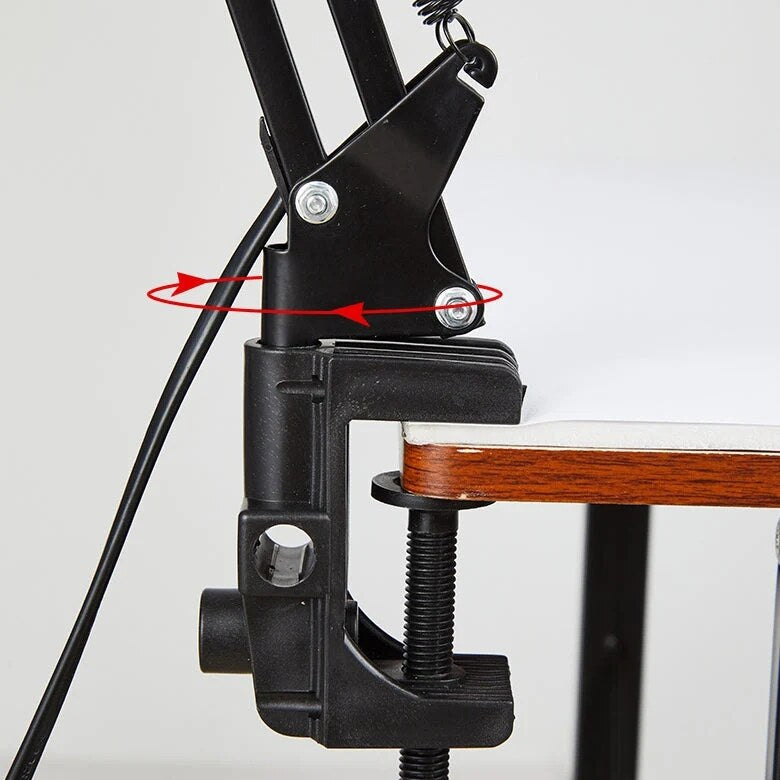 Clamp Table Lamp – adjustable swing arm, metal dome shade