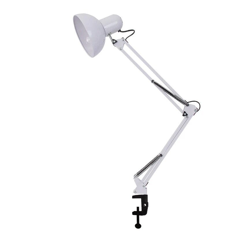 Clamp Table Lamp – adjustable swing arm, metal dome shade