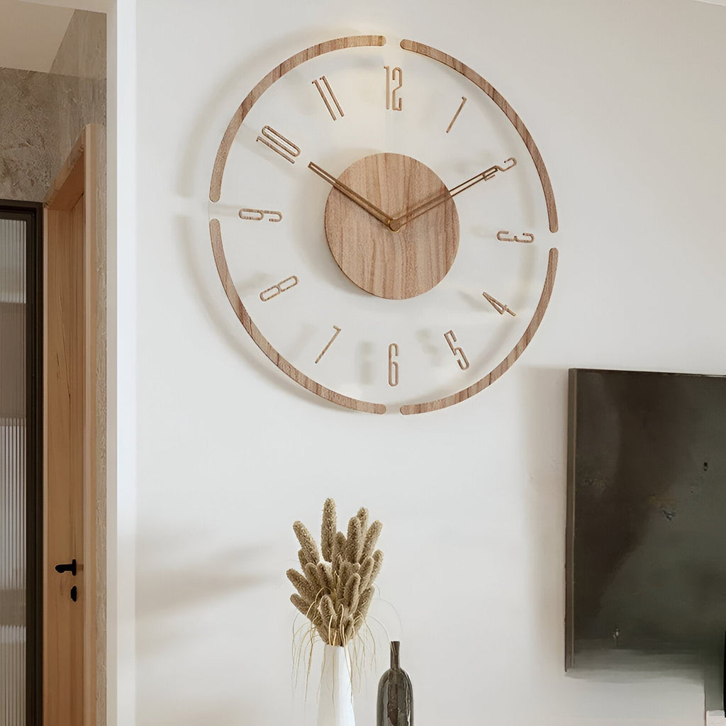 Clear Wooden Wall Clock
