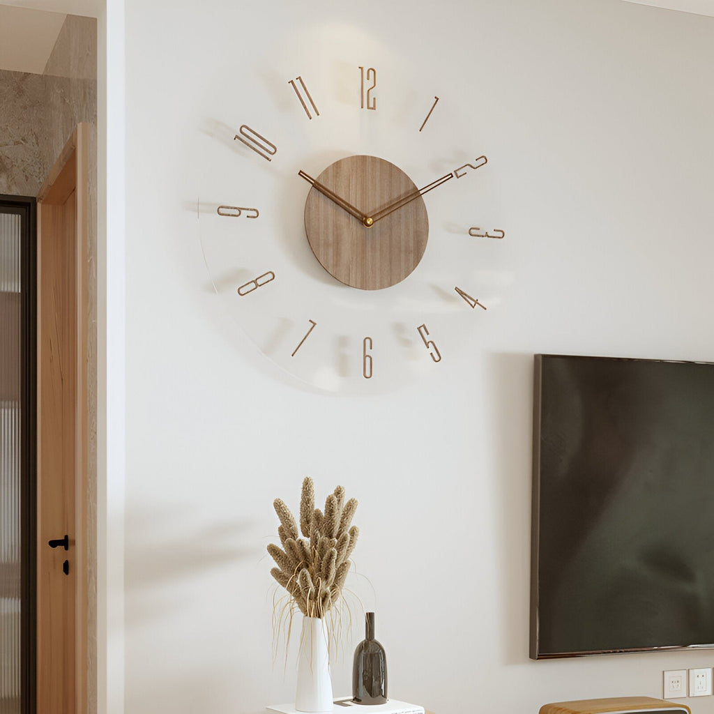 Clear Wooden Wall Clock