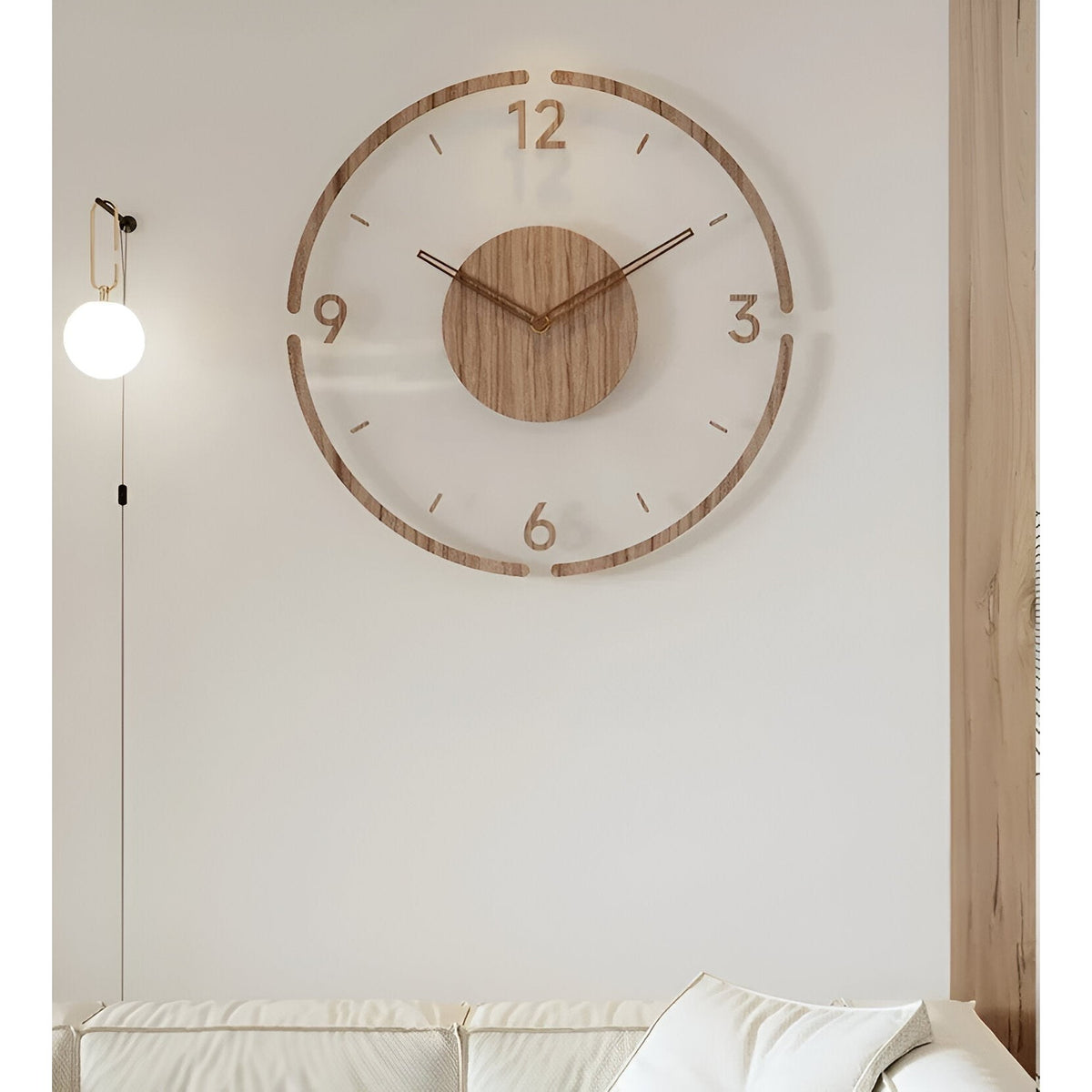 Clear Wooden Wall Clock