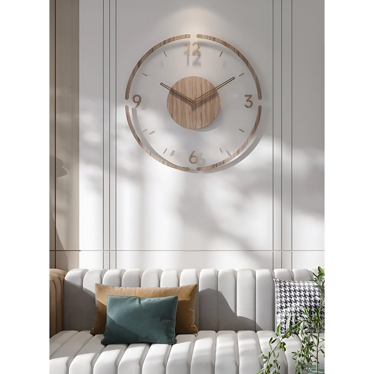 Clear Wooden Wall Clock