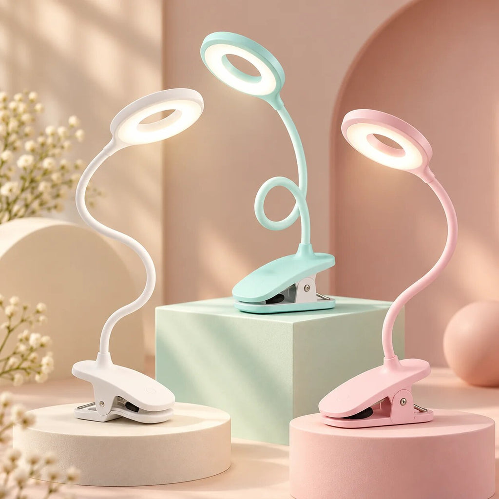 Clip-on LED Table Lamp – flexible arm, dimmable, portable