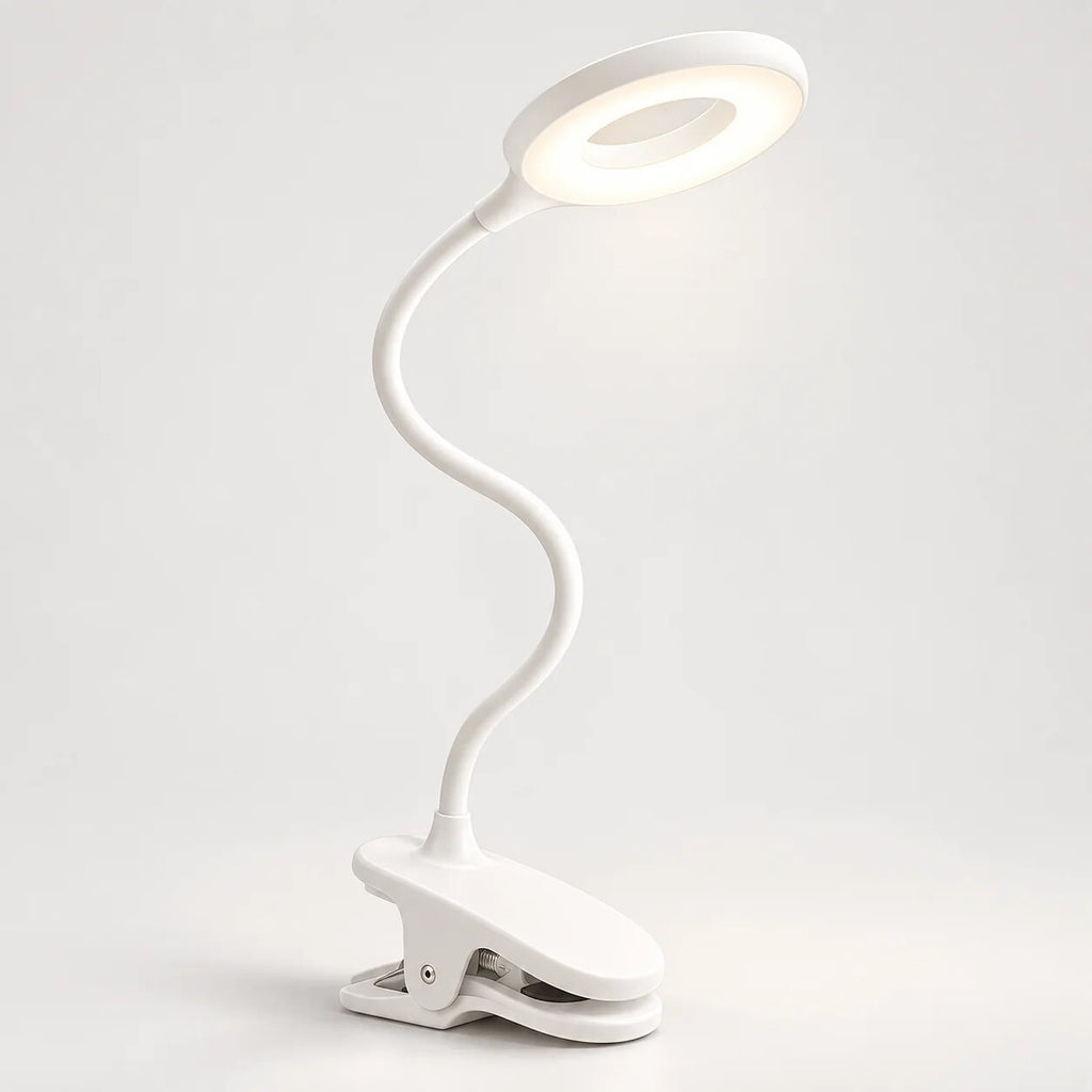 Clip-on LED Table Lamp – flexible arm, dimmable, portable