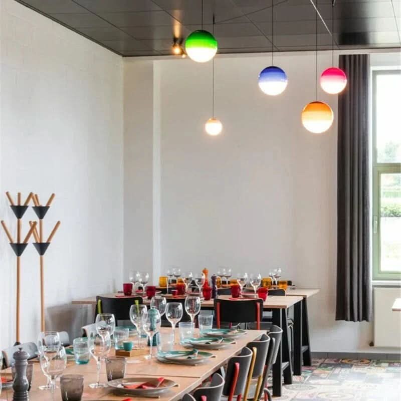 Coloured Glass Pendant – Gradient Mood Lighting, Suspended Shade