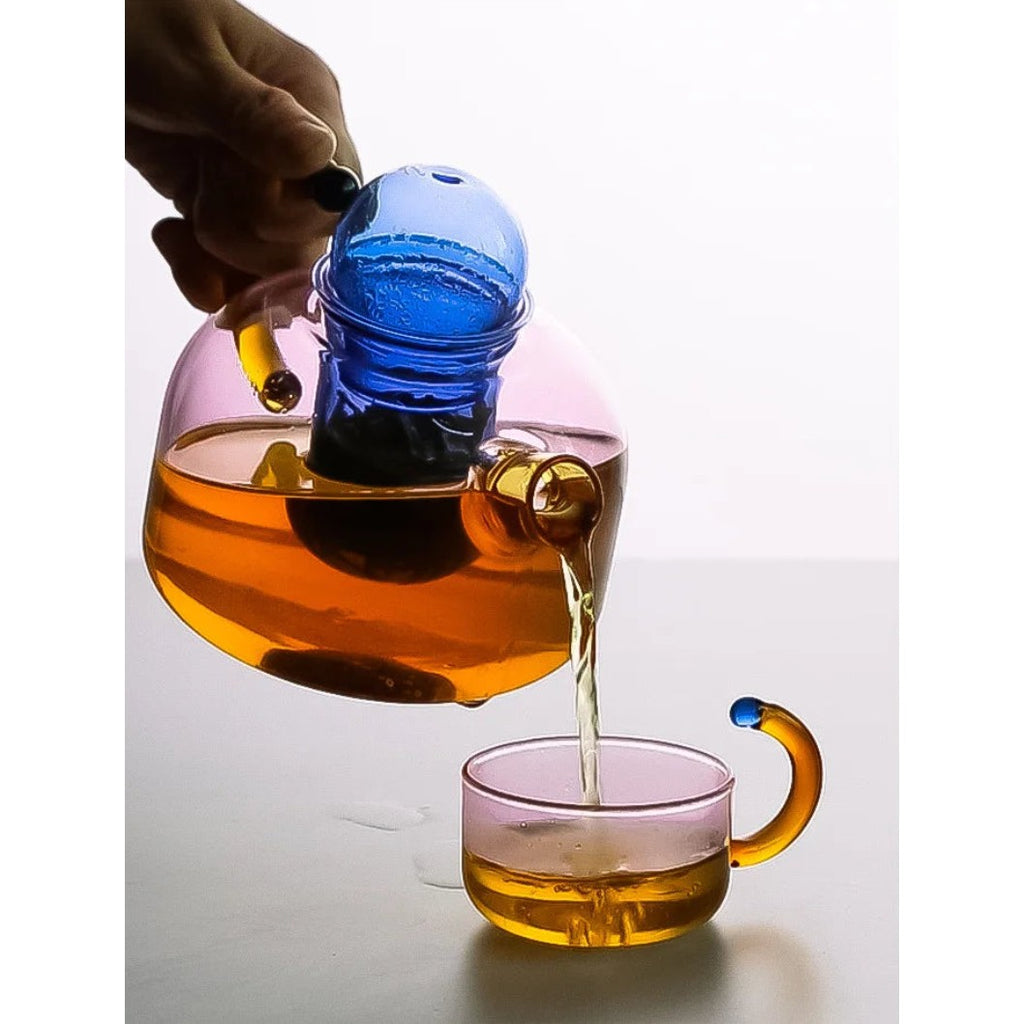 Colourful Glass Teapot and Cups