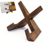 Cookbook Stand – cross-shaped frame, adjustable tilt, dark brown wood