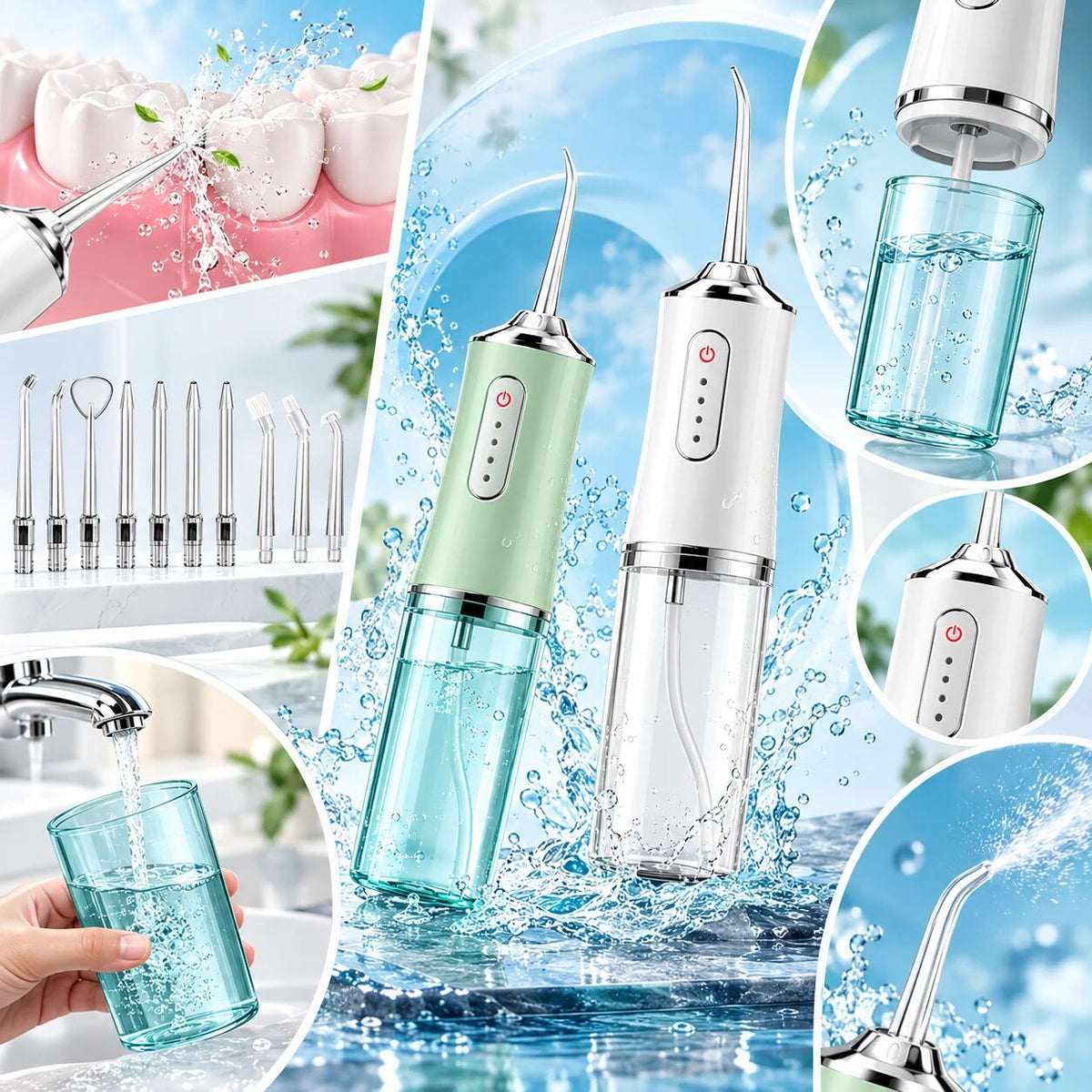 Cordless Water Flosser – rechargeable, replaceable nozzles