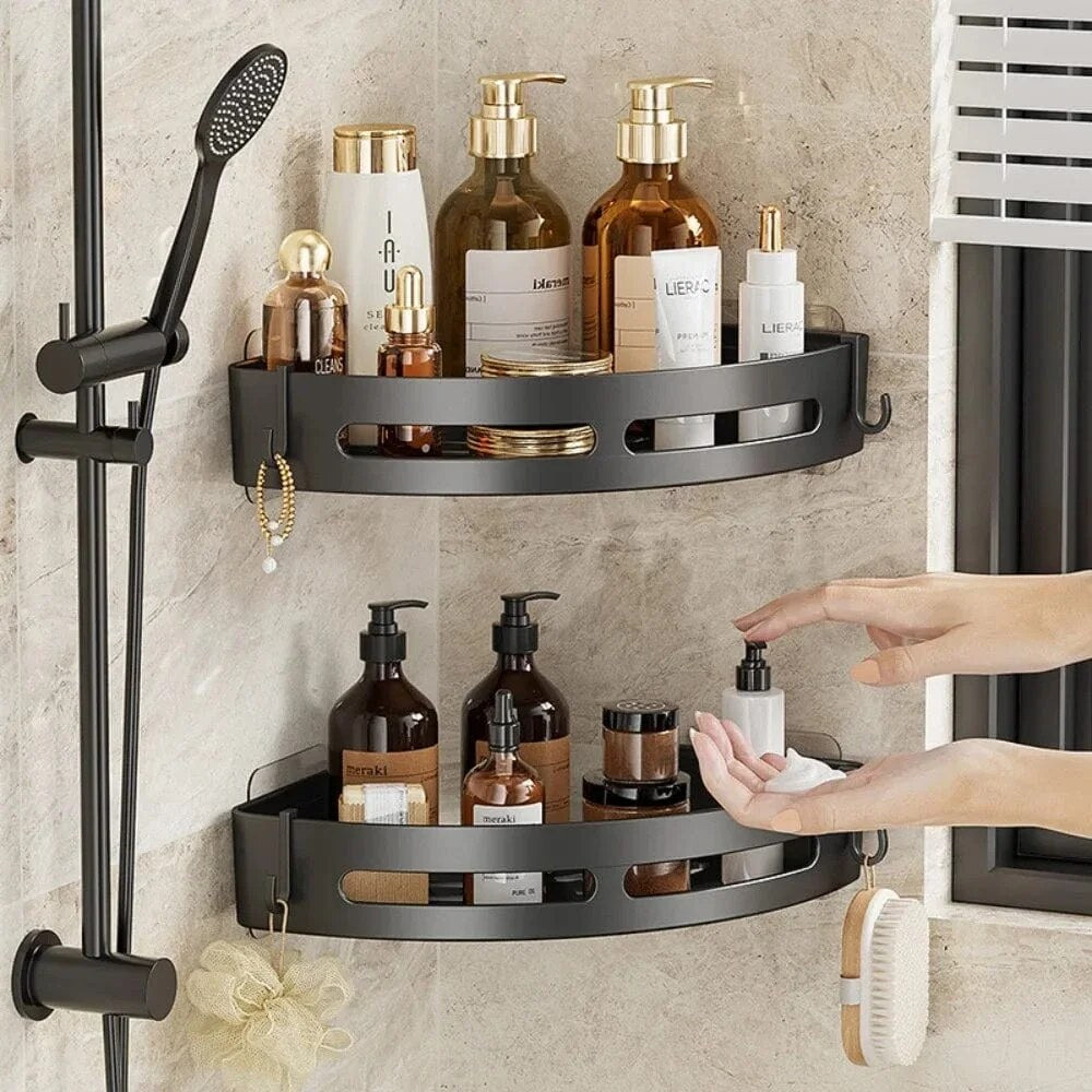Corner Shower Shelf – adhesive mounting, compact bathroom storage