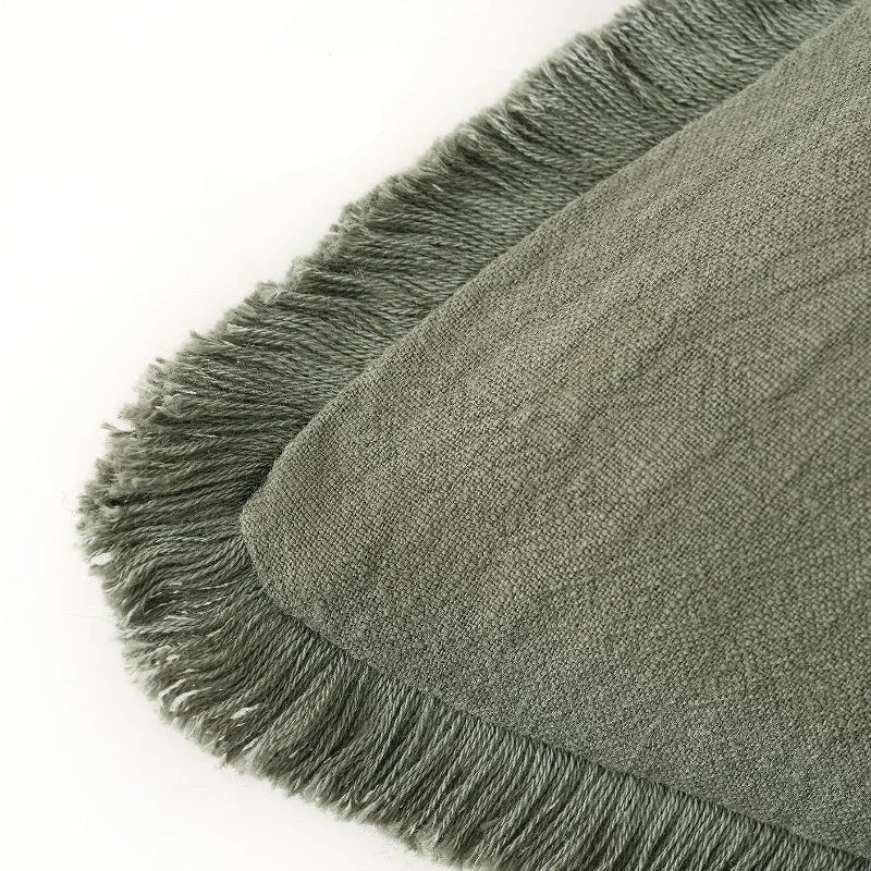Cotton Linen Cushion Covers – fringed edges, soft textured