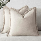 Cotton Linen Cushion Covers – fringed edges, soft textured