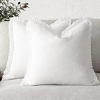 Cotton Linen Cushion Covers – fringed edges, soft textured