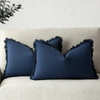 Cotton Linen Cushion Covers – fringed edges, soft textured