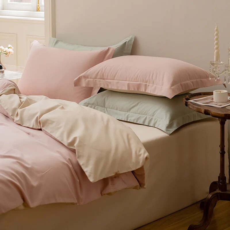 Cotton Satin Duvet Cover – reversible design, hidden zipper