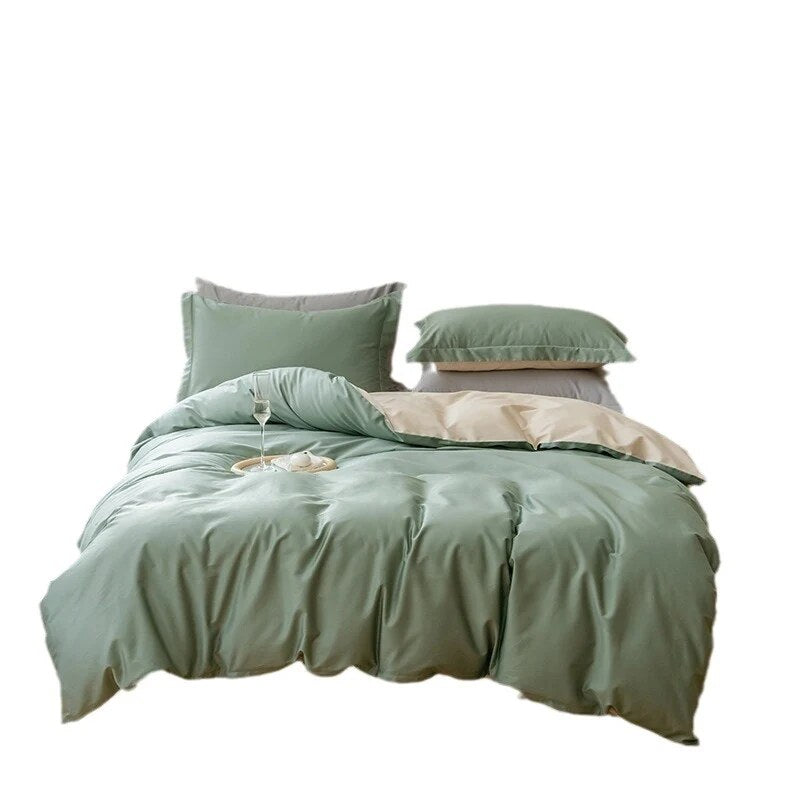 Cotton Satin Duvet Cover – reversible design, hidden zipper