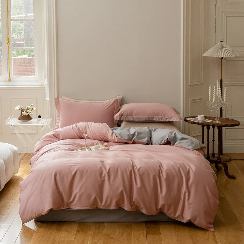Cotton Satin Duvet Cover – reversible design, hidden zipper
