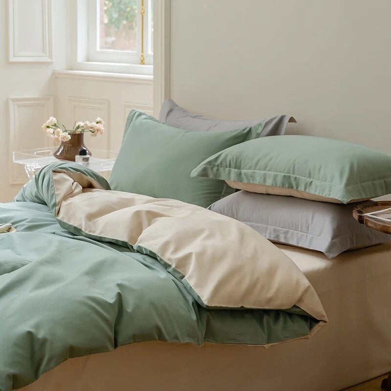 Cotton Satin Duvet Cover – reversible design, hidden zipper