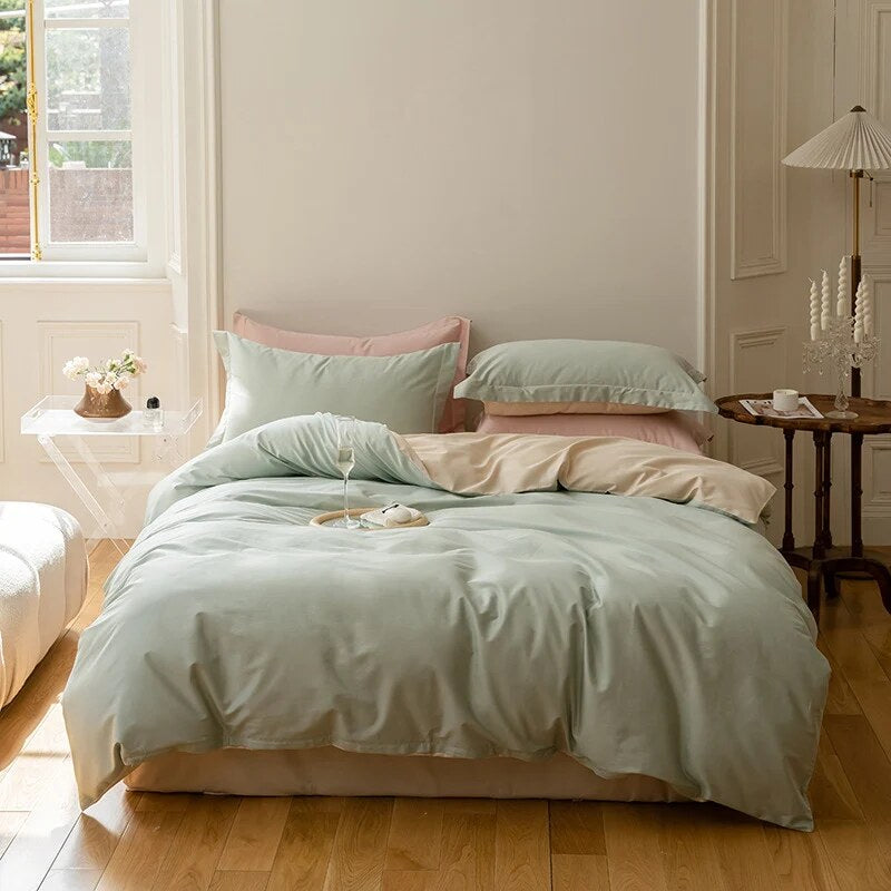 Cotton Satin Duvet Cover – reversible design, hidden zipper