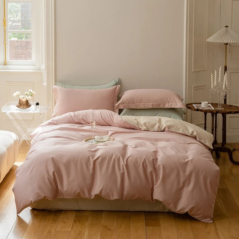 Cotton Satin Duvet Cover – reversible design, hidden zipper