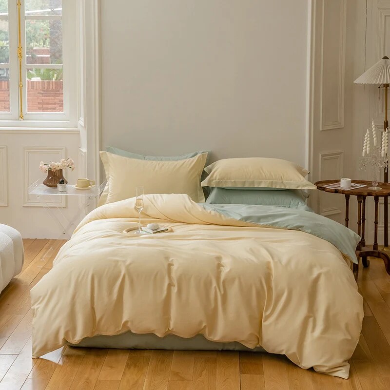 Cotton Satin Duvet Cover – reversible design, hidden zipper